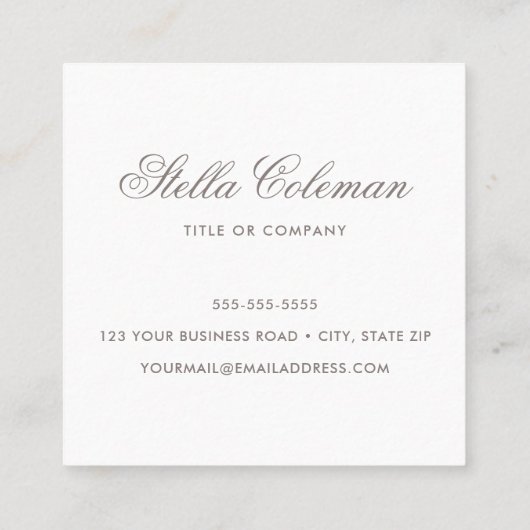 薄いベージュ茶のミニマリミニマルストプロフェッショナル スクエア名刺 (裏面)