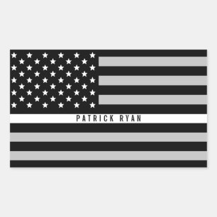 薄いホワイトラインアメリカ国旗EMT EMSモノグラム 長方形シール