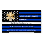 薄いホワイトラインフラグカスタム救急医療隊員EMSロゴ マグネット名刺 (正面)