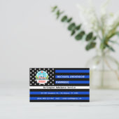 薄いホワイトラインフラグカスタム救急医療隊員EMSロゴ 名刺 (スタンド正面)