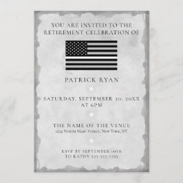 薄いホワイトラインフラグEMS EMT退職パーティー 招待状