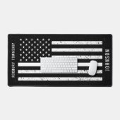 薄いホワイトライン動揺してアメリカ国旗EMT デスクマット (キーボード&マウス)