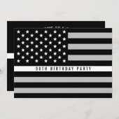 薄いホワイトラインEMS EMTフラグ誕生日パーティー 招待状 (正面/裏面)