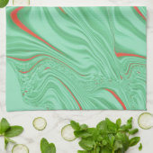 薄いミントな緑の色調のカーブの布 キッチンタオル (折り畳み)