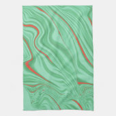 薄いミントな緑の色調のカーブの布 キッチンタオル (縦)