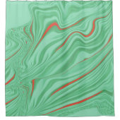 薄いミントな緑の色調のカーブの布 シャワーカーテン (正面)