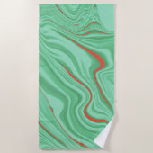 薄いミントな緑の色調のカーブの布 ビーチタオル (正面)