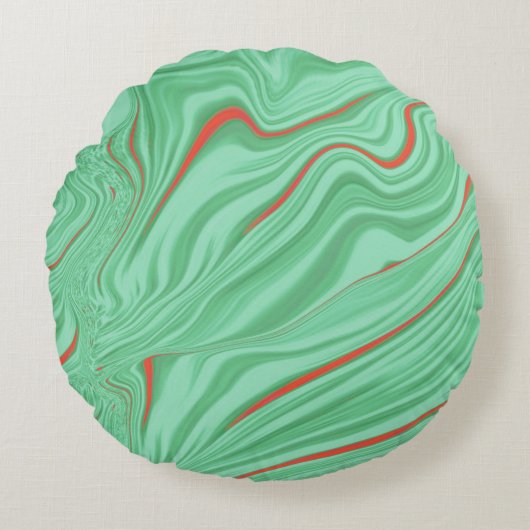 薄いミントな緑の色調のカーブの布 ラウンドクッション (正面)