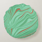 薄いミントな緑の色調のカーブの布 ラウンドクッション (裏面)