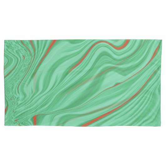 薄いミントな緑の色調のカーブの布 枕カバー (正面左)