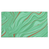 薄いミントな緑の色調のカーブの布 枕カバー (正面右)