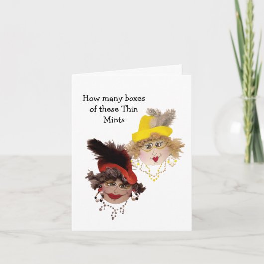 薄いミントクッキーのユーモアを持つ女性 カード (正面)
