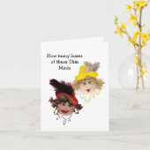 薄いミントクッキーのユーモアを持つ女性 カード (黄色い花)