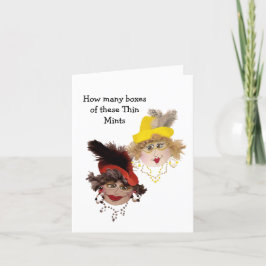 薄いミントクッキーのユーモアを持つ女性 カード