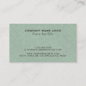 薄いミントグリーンフェイクリネン背景 名刺 (裏面)