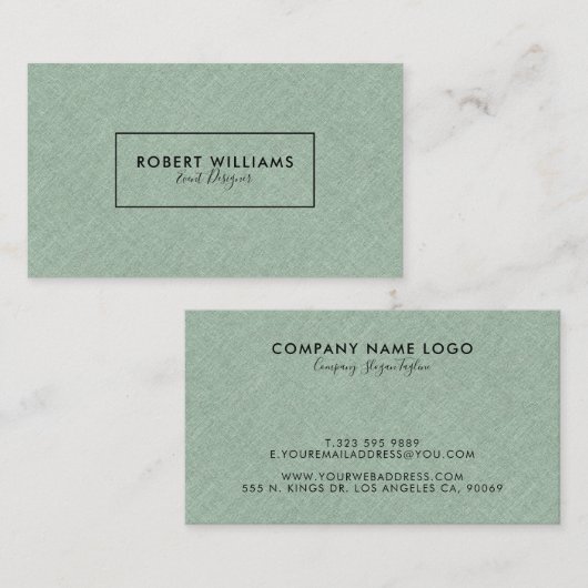 薄いミントグリーンフェイクリネン背景 名刺 (正面/裏面)