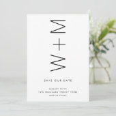 薄いモダンなイニシャル名のSave the Date 招待状 (スタンド正面)