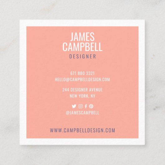 薄いモダンピンクのテラッツォ大理石抽象芸術パターン スクエア名刺 (裏面)