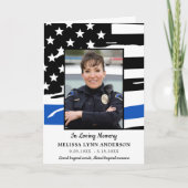 薄いモダンブルーライン警察の追悼式 サンキューカード (正面)