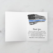 薄いモダンブルーライン警察の追悼式 サンキューカード (内部)