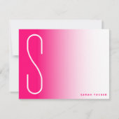薄いモダンモノグラムホットピンクフェードプロフェッショナル ノートカード (正面)
