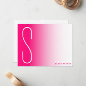 薄いモダンモノグラムホットピンクフェードプロフェッショナル ノートカード (正面/裏面インサイチュ)