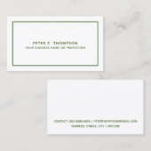 薄いモダンライン付きダークグリーンの名刺 名刺 (正面/裏面)