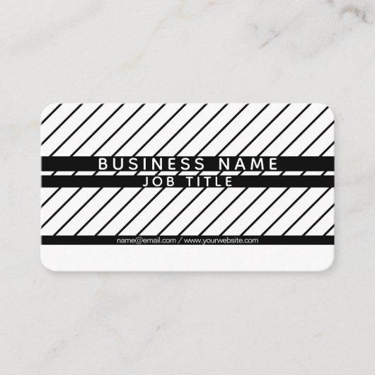 薄いモダン白ストライプのと黒 名刺 (正面)