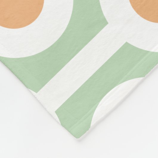 薄いモダン緑のストライプ円と円 フリースブランケット (角)