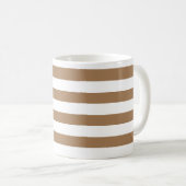 薄いモダン茶色と白の水平ストライプ色 コーヒーマグカップ (正面右)