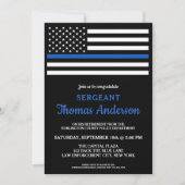 薄いモダン青い線の警察官の退職 招待状 (正面)