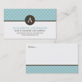 薄いモダン青の円のパターンのモノグラム コーリングカード (正面/裏面)