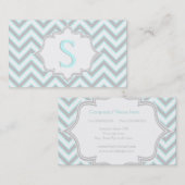 薄いモダン青、灰色のシボロンモノグラム 名刺 (正面/裏面)