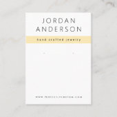 薄いモダン黄色と白のイヤリング表示カード 名刺 (正面)