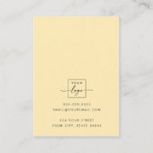 薄いモダン黄色と白のイヤリング表示カード 名刺 (裏面)