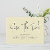 薄いモダン黄色の書道スキャン可能QRコード セーブザデート (スタンド正面)