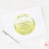 薄いモダン黄色の製品ラベル宝石モノグラム ラウンドシール (封筒)