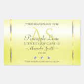 薄いモダン黄色の製品ラベル宝石モノグラム 長方形シール (正面)