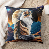 薄い三毛猫と砂漠の月 クッション (ブランケット)