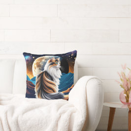 薄い三毛猫と砂漠の月 クッション