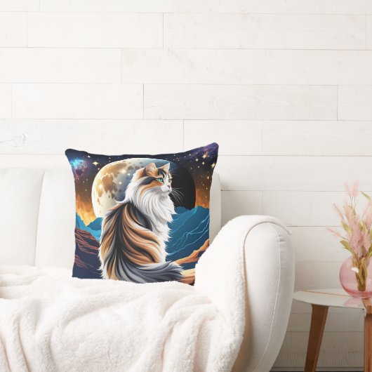 薄い三毛猫と砂漠の月 クッション (ソファ)
