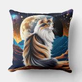 薄い三毛猫と砂漠の月 クッション (正面)