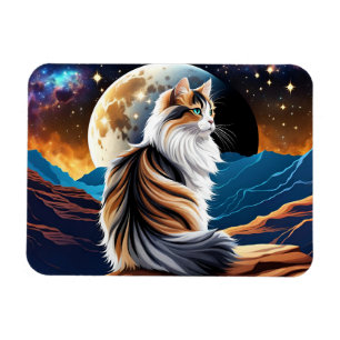 薄い三毛猫と砂漠の月 マグネット