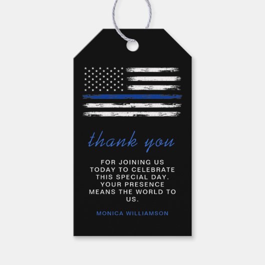 薄い動揺してブルーライン警察の好意 ギフトタグ (正面)