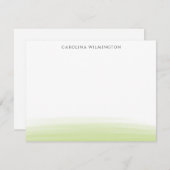 薄い名門私立校風の緑の水の色パーソナルノートカード サンキューカード (正面/裏面)