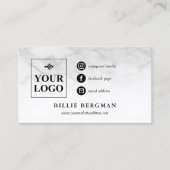 薄い大理石ソーシャルメディアのアイコンあなたのロゴ 名刺 (正面)