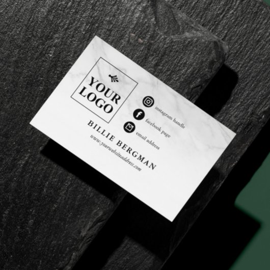 薄い大理石ソーシャルメディアのアイコンあなたのロゴ 名刺