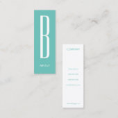 薄い巨大モノグラムがシアンを覆う スキニー名刺 (正面/裏面)