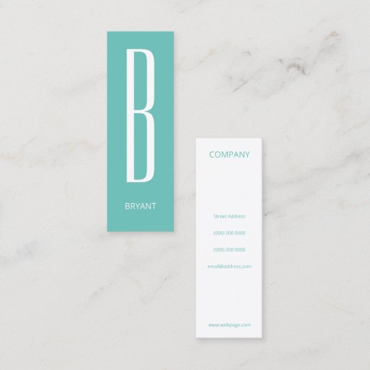 薄い巨大モノグラムがシアンを覆う スキニー名刺 (正面/裏面)