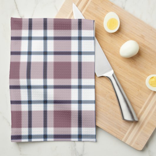 薄い市松模様にレトロ模様の茶色の灰色の白 キッチンタオル (四つ折り)